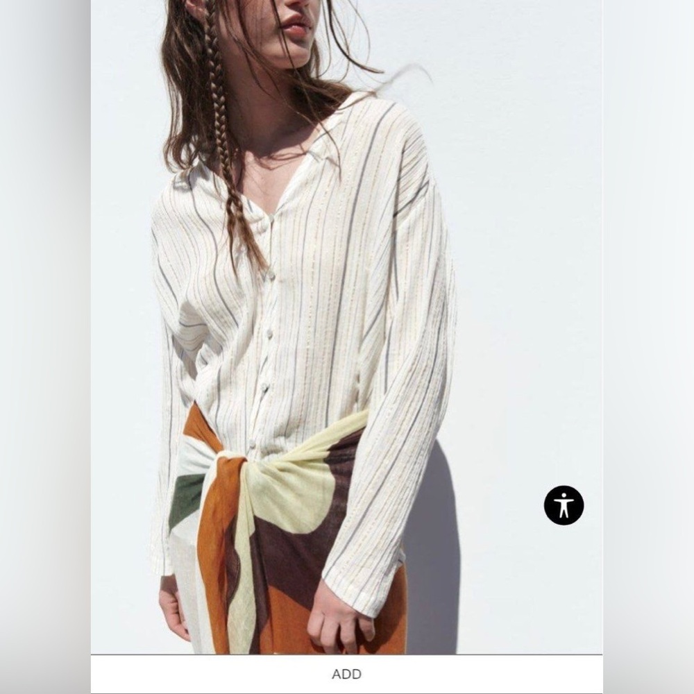 Striped shirt with metallic threads- Zara